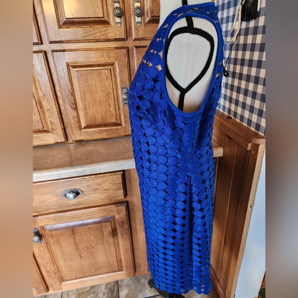 Lauren Ralph Lauren Blue Geometric Dress Size 14P - Picture 7 of 13